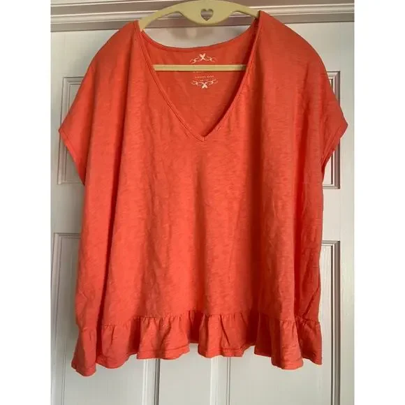 Velvet Rhye Vintage Slub Ruffle Tee Grapefruit NEW (size L) - Picture 6 of 6